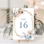 ほこりっぽい青結婚色の テーブルナンバー<br><div class="desc">boho dusty blueフローラ結婚のテーブル番号。</div>