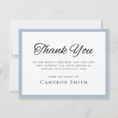 ほこりっぽい青縁ど悔やみや弔慰サンキューカード 招待状 (正面)