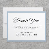 ほこりっぽい青縁ど悔やみや弔慰サンキューカード 招待状