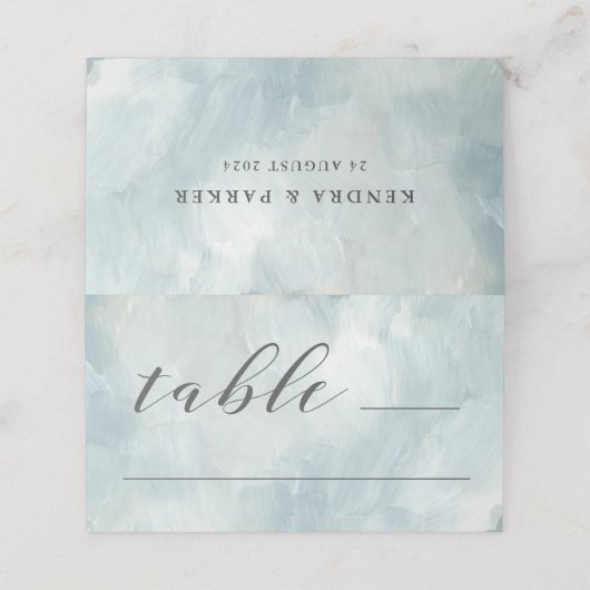 ほこりっぽい青芸術的モダン抽象芸術 プレイスカード (外部開封)