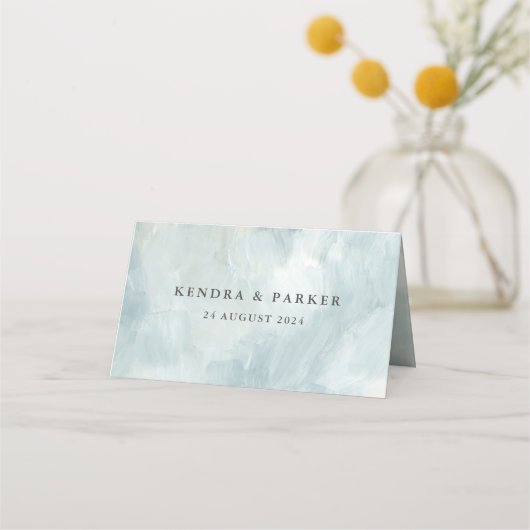 ほこりっぽい青芸術的モダン抽象芸術 プレイスカード (裏面)