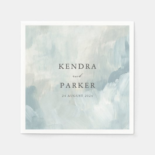 ほこりっぽい青芸術的抽象芸術ブラシ結婚ストストローク スタンダードカクテルナプキン (正面)