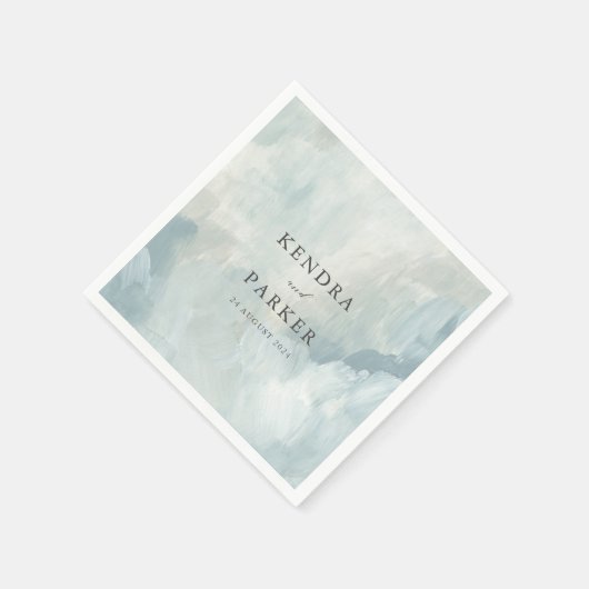 ほこりっぽい青芸術的抽象芸術ブラシ結婚ストストローク スタンダードカクテルナプキン (角)