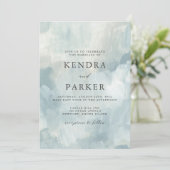 ほこりっぽい青芸術的抽象芸術ブラシ結婚ストストローク 招待状 (スタンド正面)