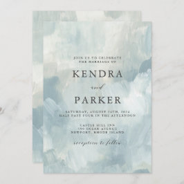 ほこりっぽい青芸術的抽象芸術ブラシ結婚ストストローク 招待状