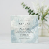 ほこりっぽい青芸術的抽象芸術ブラシ結婚ストストローク 招待状 (スタンド正面)