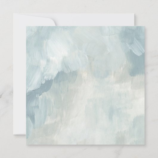 ほこりっぽい青芸術的抽象芸術ブラシ結婚ストストローク 招待状 (裏面)