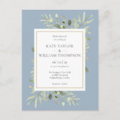 ほこりっぽい青葉緑の結婚写真 インビテーションポストカード (正面)