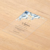 ほこりっぽい青金ゴールド山花最初の聖なるバプテスマ アクリル招待状 (レイダウン)