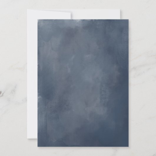 ほこりっぽい青金ゴールド水カラーフローラスクリプト結婚の 招待状 (裏面)