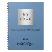 ほこりっぽい青金名スクリプトビジネスロゴ ノートブック (正面)