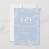 ほこりっぽい青離れ白植物学結婚の 出欠カード (正面)
