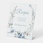 ほこりっぽい青離れ花あなたのレシピブライダルシャワー 台座サイン (正面)