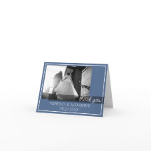 ほこりっぽい青2枚の写真サンキューカード