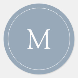ほこりっぽい青 |の結婚モノグラム ラウンドシール