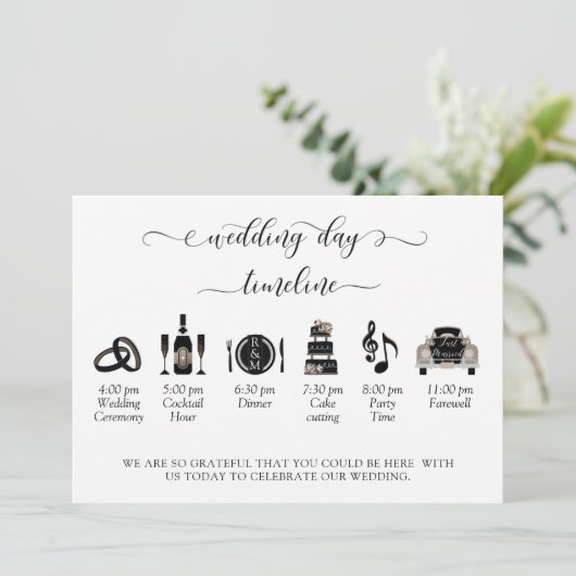 ほこりっぽい青(またはその他)の結婚式 プログラム – タイムライン (スタンド正面)