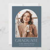 ほこりっぽい青 |クラシックアーチ写真卒業アナウンス 案内状 (正面)