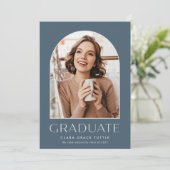 ほこりっぽい青 |クラシックアーチ写真卒業アナウンス 案内状 (スタンド正面)