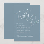 ほこりっぽい青 |スモダンクリプト21歳の誕生日 招待状 (正面/裏面)