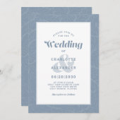 ほこりっぽい青 |パタモダンーンシンプルの葉抽象芸術の種類 招待状 (正面/裏面)