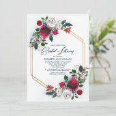 ほこりっぽい青 |ブルゴーニュレッド開花ブライダルシャワー 招待状 (スタンド正面)