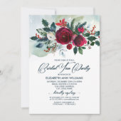 ほこりっぽい青 |ブルゴーニュ赤開花ブライダル茶パーティー 招待状 (正面)