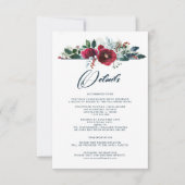 ほこりっぽい青 |ブルゴーニュ開花結婚の詳細カード 招待状 (正面)