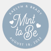 ほこりっぽい青 |ミントto Beパーソナライズされた結婚式の引き出物 ラウンドシール (正面)