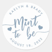 ほこりっぽい青 |ミントto Beパーソナライズされた結婚式の引き出物 ラウンドシール (正面)
