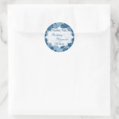 ほこりっぽい青、白いフローラ結婚式の引き出物シール ラウンドシール (バッグ)
