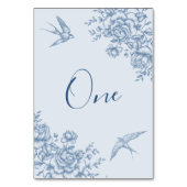 ほこりっぽい青Chinoiserieブライダルシャワーテーブル番号 テーブルナンバー (正面)