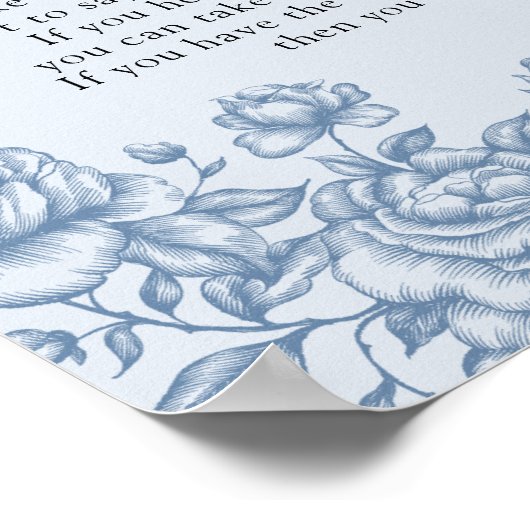 ほこりっぽい青Chinoiserie赤ちゃんシャワーはベビーと言わない ポスター (角)