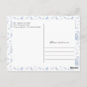 ほこりっぽい青Chinoiserie Teddy Bearありがとう ポストカード (裏面)