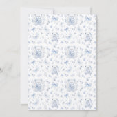 ほこりっぽい青Chinoiserie Teddy Bearありがとう 招待状 (裏面)