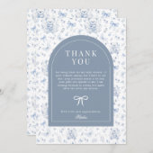 ほこりっぽい青Chinoiserie Teddy Bearありがとう 招待状 (正面/裏面)