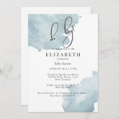 ほこりっぽい青Oh男の子の赤ちゃんシャワー 招待状 (正面/裏面)