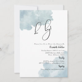 ほこりっぽい青Oh男の子の赤ちゃんシャワー 招待状