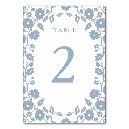 ほこりっぽい魅力的ブルーロマンチックなフォークフローラ花 テーブルナンバー (正面)