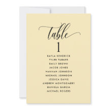 ほこりっぽい黄色のシーティングプランカード（ゲスト名あり）