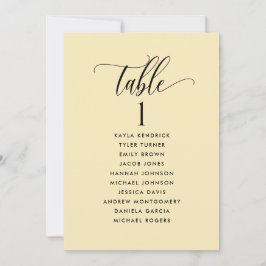 ほこりっぽい黄色のシーティングプランカード（ゲスト名あり）