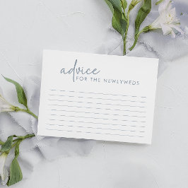 ほこりと優雅さを纏ったブルー&ホワイトのミニマルな結婚前のお祝いメッセージカード エンクロージャーカード