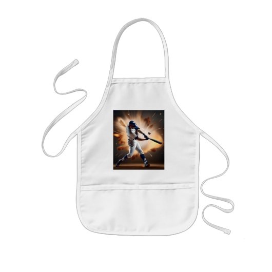 ほこりと栄光：野球ホーム走 子供用エプロン (正面)