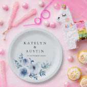 ほこりの多い青結婚いフローラ  ペーパープレート (パーティー)