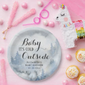  ほこりまみれの青い冬の森 – ベビー外は寒い  ペーパープレート (パーティー)