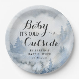  ほこりまみれの青い冬の森 – ベビー外は寒い  ペーパープレート