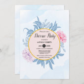 ほこりまみれの青い水の色、多肉質の離婚パーティー 招待状 (正面/裏面)