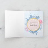 ほこりまみれの青い水色の妊娠おめでとう カード (内部)
