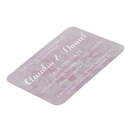 ほこりまエレガントったピンク色の牡丹フローラ結婚式招待状 マグネット (左側)