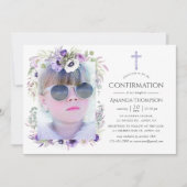 ほこりを含んだバイオレットの花の確認 招待状 (正面)