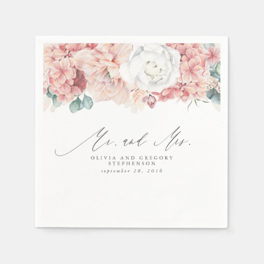 ほこりエレガントのバラ花植物学夫妻 スタンダードカクテルナプキン (正面)